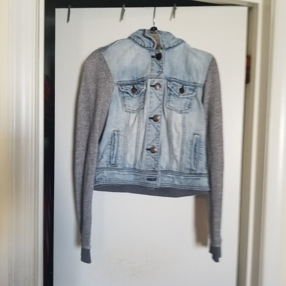 American Eagle Outfitters Cropped Jean Hoodie Jacket size S/P